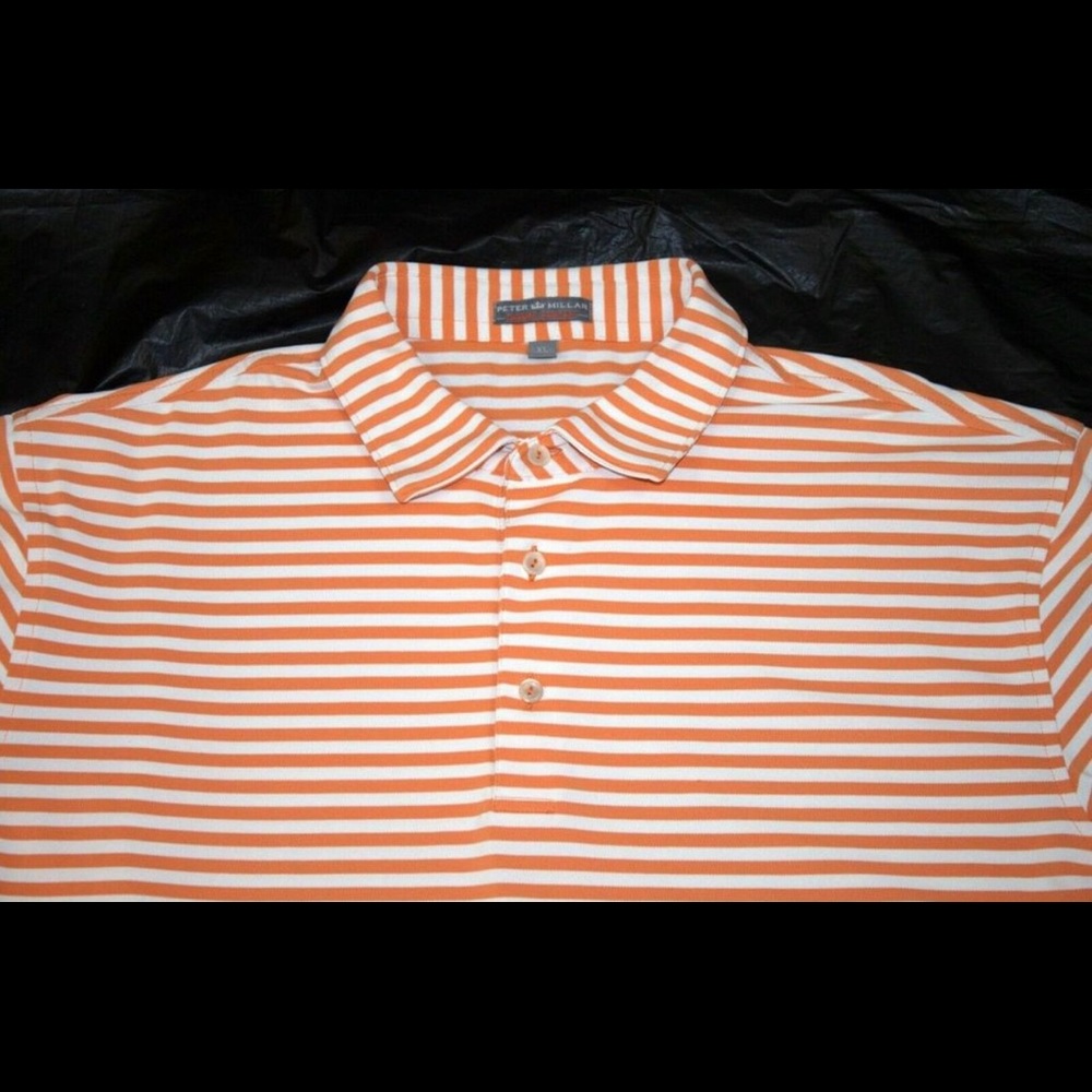 Peter Millar Summer Comfort Orange & White Polo XL - Picture 2 of 5